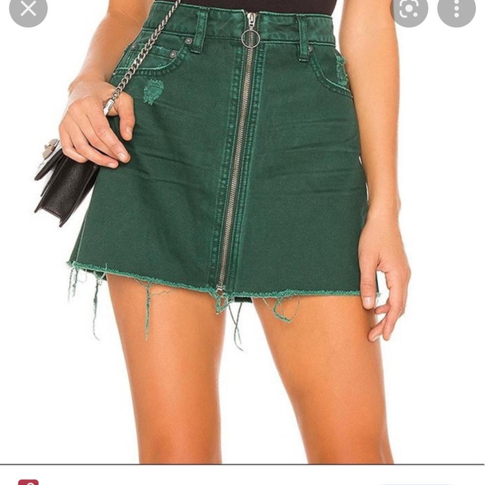 We The Free Green Denim Skirt Size 30